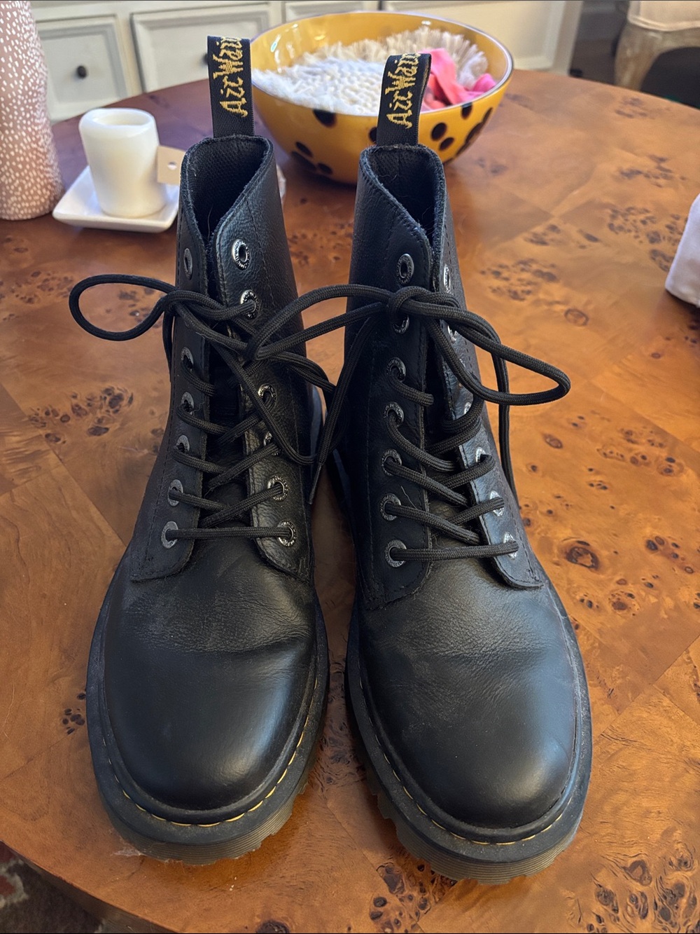Dr. Martens Black Leather 8-Eye Lace-Up Boots